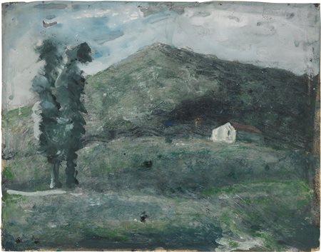 Mario Sironi, Paesaggio con alberi e casa, 1942 ca.