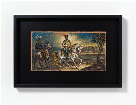 GIORGIO DE CHIRICO
Due cavalieri in un paese, inizio anni '60