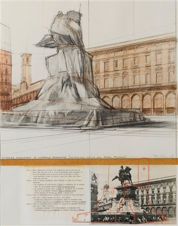 CHRISTO
Wrapped monument to Vittorio Emanuele (project for Piazza del Duomo, Milano), 1975