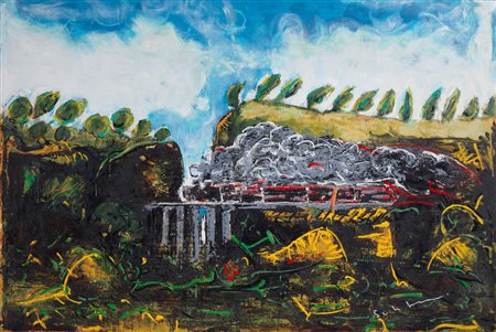 MARIO SCHIFANO
Quadro severo con trenino allegro, 