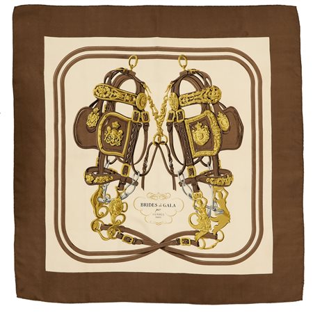 Foulard Hermès vintage "Brides de Gala" in seta disegnato da Hugo Grygkar,...