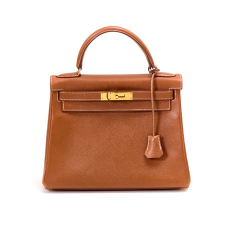 Hermes Kelly Retourne 28 in pelle epsom gold con hardware dorate con...