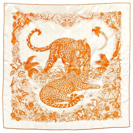 Foulard Hermès ""Jungle Love"" in seta corredato di scatola originale. Ottime...