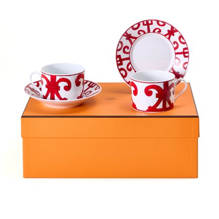 Hermes set da the per due in fine porcellana, collezione Balcon du...