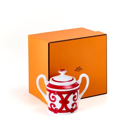 Hermes zuccheriera con coperchio in fine porcellana, collezione Balcon du...