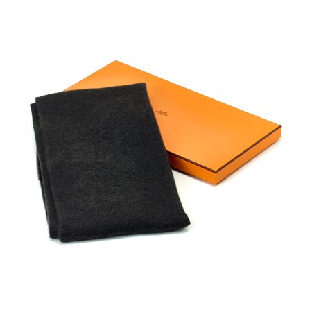 Hermès sciarpa tubolare doppia in 100% cashmere colore grigio scuro....