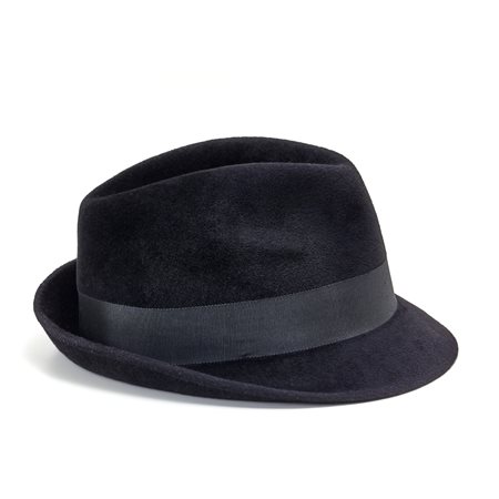 Cappello Philip Treacy London in feltro nero "cloche" con fiocco piatto in...