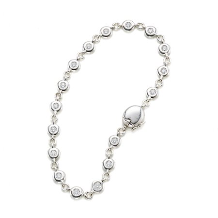 Bracciale in oro bianco 18 Kt con diamanti rotondi per complessivi 0,70 ct...