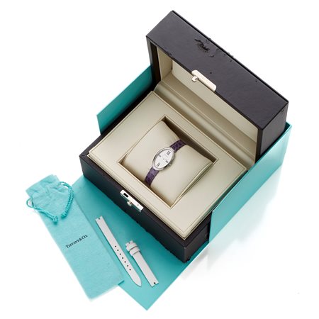 Tiffany & co. Cassa in in acciaio, rifinita in diamanti, con cinturino in...