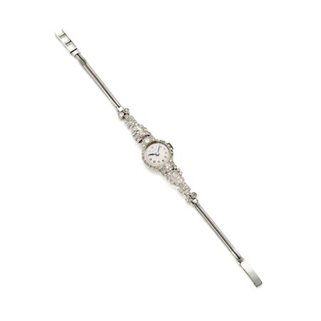 Orologio, anni '30, firmato Stima in platino e oro bianco 18 Kt con diamanti...