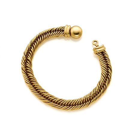 Bracciale firmato Pomellato in oro giallo 18 Kt a catena intrecciata con...