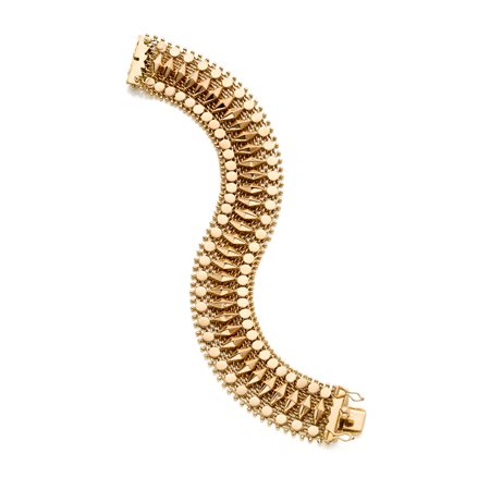 Bracciale a fascia modulare in oro rosa 18 Kt Lunghezza circa 19 cm Peso...