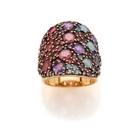 Anello Pasquale Bruni in oro rosa 18 Kt con topazi, ametiste e spinelli...