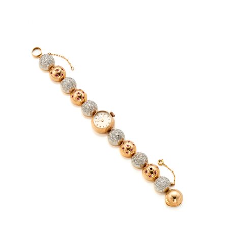 Orologio Girard Perregaux in oro rosa e bianco 18 Kt, bracciale modulare a...