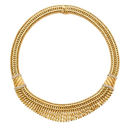 Girocollo in oro giallo e bianco 18 Kt lucido e satinato, con parte centrale...