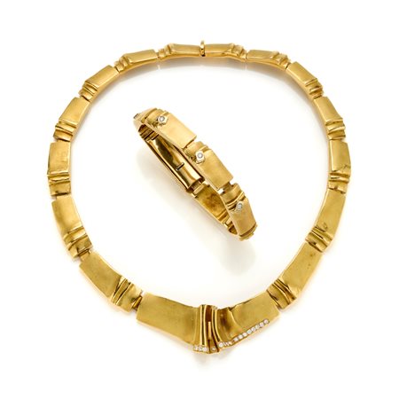 Demi parure firmata Misani composta da collier e bracciale in oro giallo 18...