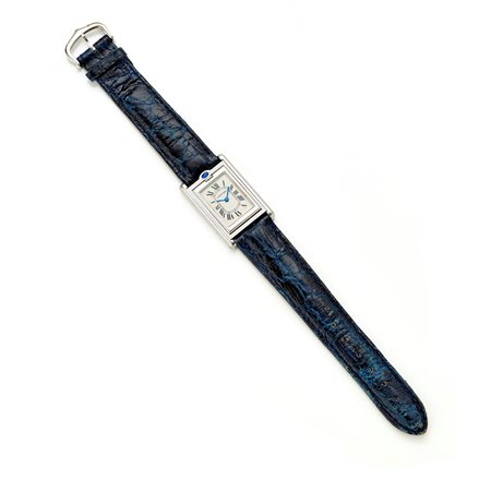 Cartier Basculante, ref. 2405. Cassa in acciaio, con cinturino in coccodrillo...