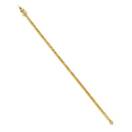 Bracciale tennis in oro giallo 18 Kt con zaffiri gialli rotondi per...