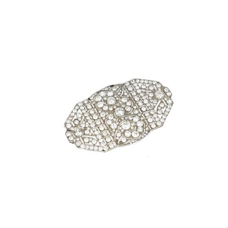 Spilla II° decò Bianco, primi anni '30, in platino e diamanti rotondi e...