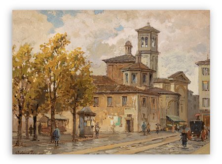 ARTURO FERRARI (1861-1932) - Senza Titolo (Chiesa di Santa Maria presso San Satiro a Milano)