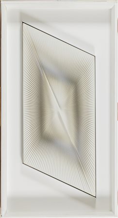 Alberto Biasi (Padova, 1937) Dinamica N 1985 Torsione di lamelle bianche in...