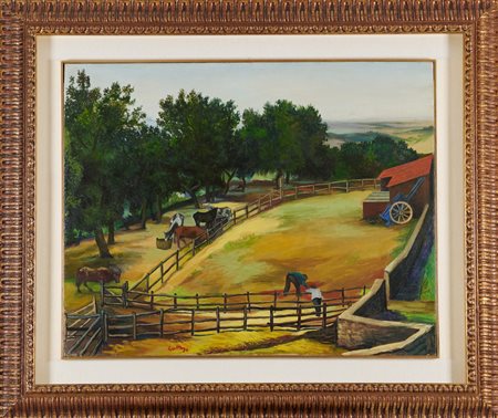 Renato Guttuso (Bagheria (Pa), 1912 - Roma, 1987) Riano 1951 Olio su tela cm....