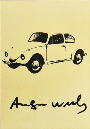 Andy Warhol VW BEETLE stampa tipografica, cm 10x14,5 firma sul retro: timbro...