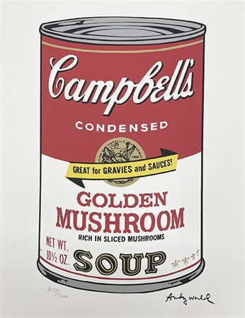 D'apres Andy Warhol CAMPBELL GOLDEN MUSHROOM SOUP stampa tipografica su...