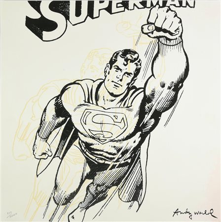 D'apres Andy Warhol SUPERMAN stampa tipografica su cartoncino, cm 60x60; es....