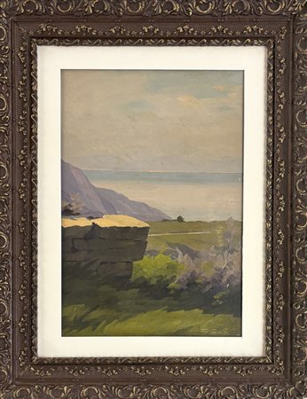 Gino De Lai Tignale (BS) 1891 - Salò (BS) 1960 Paesaggio lacustre