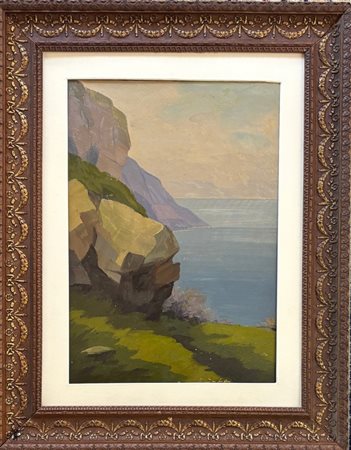 Gino De Lai Tignale (BS) 1891 -  Salò (BS) 1960 Paesaggio lacustre