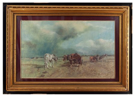 Alfredo Soressi Piacenza 1897 - 1982 Carretti Lungo il Po 