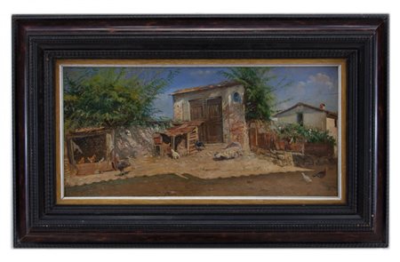 Aurelio Zingoni Firenze 1853 - 1922 Cortile a Castelletti Poggio 