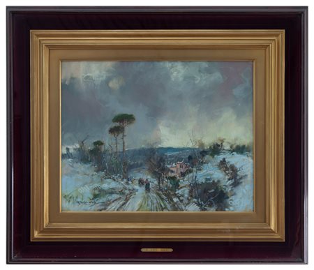 Giuseppe Casciaro Ortelle (LE) 1863 - Napoli 1941 Paesaggio Innevato