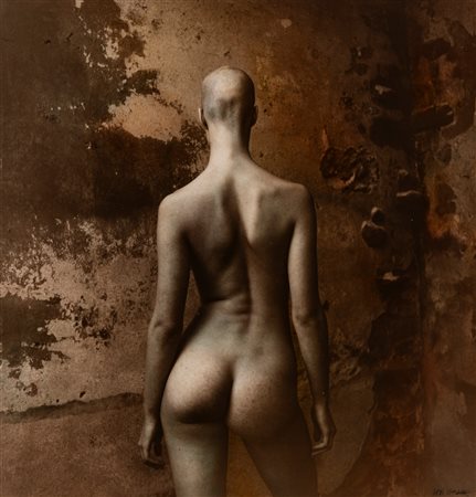Jan Saudek (1935)  - Female nude with a bald head seen from behind, 1986
