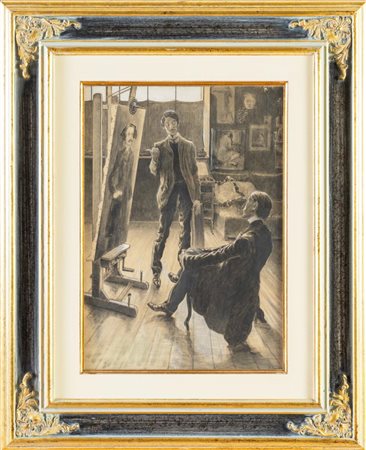 Jean Louis Forain (Reims 1852 – Parigi 1931), “Le peintre dans son atelier”, 1882.