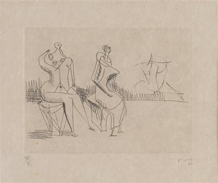 Henry Moore (Castelford 1898 – Perry Green 1986), “Two seated figures”, 1966.