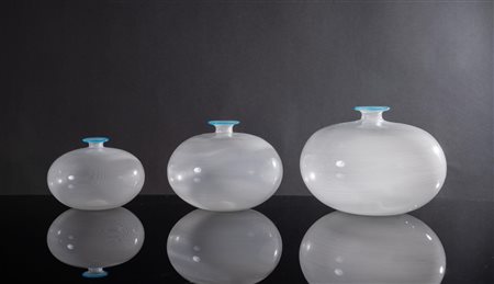Barovier & Toso, Tre vasi in vetro “Filigrane”, Murano, Anni ‘80.