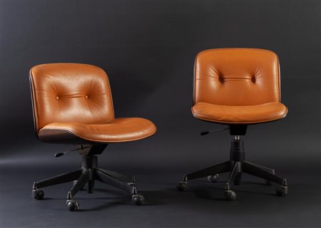 Ico e Luisa Parisi per MIM, Coppia di poltroncine girevoli, Roma, Anni ‘60.