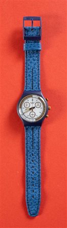SWATCH SCN100 CHRONO SKIPPER Anno 1990, cassa in plastica, cinturino in pelle...