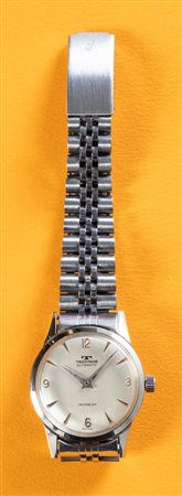 TECHNOS AUTOMATIC, anni '70. Cassa rotonda in acciaio, quadrante argenté con...