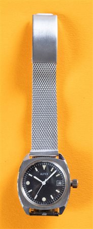 ALFEX AUTOMATIC, anni '80. Cassa ad elmetto in acciaio, quadrante nero con...