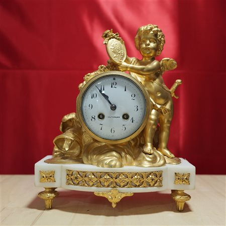 Orologio in bronzo dorato al mercurio periodo Impero, Francia XIX secolo....