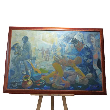 Dipinto olio su tela, XX secolo scuola italiana, raffigurante Fantasia...