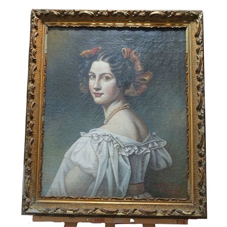 Dipinto olio su tela XX secolo, raffigurante Madame Auguste Strobl. Artista...
