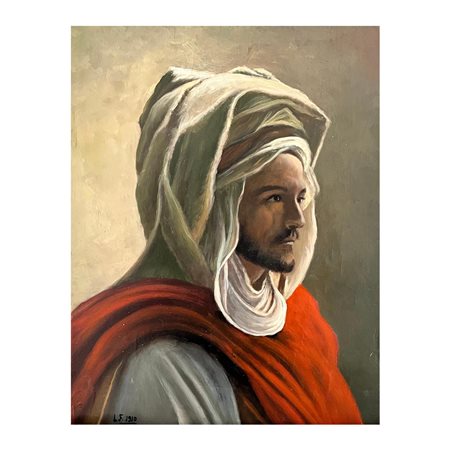 Dipinto olio su Tavoletta, Ritratto Orientale, copia d'autore. Periodo XX...