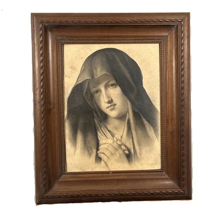 Disegno pastello XX secolo, raffigurante Donna in preghiera. Artista anonimo....