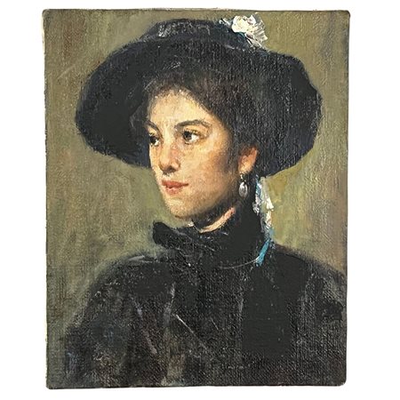 Dipinto olio su tela, raffigurante Ritratto di Signora. Scuola Italiana XX...