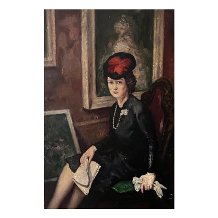 Pittore accademico dipinto olio su cartoncino, raffigurante ritratto di...