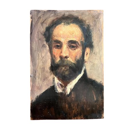 Dipinto olio su pannello, periodo XX secolo raffigurante Ritratto di uomo con...